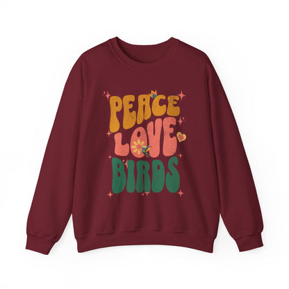 Peace Love Birds Crewneck Sweatshirt - Unisex Cozy Fashion for Nature Lovers