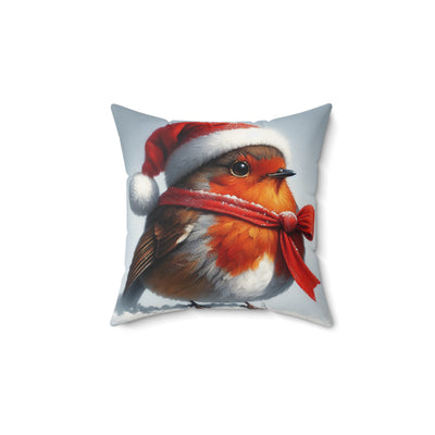 Festive Christmas Robin Pillow - Cozy Holiday Décor