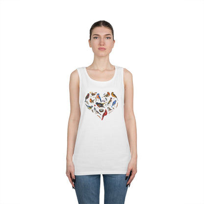 I'm A Nerdy Birder Bird Heart Tank Top, Gift for Bird Lovers, Unisex Summer Wear, Nature Lover's Apparel, Fun Casual Tank