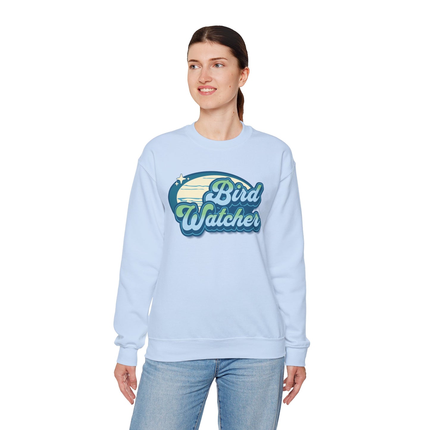 Bird Watcher Teal Graphic Unisex Crewneck Sweatshirt