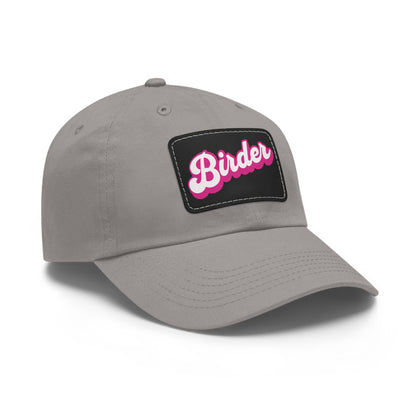 The Nerdy Birder - Birder Hat with Leather Patch for Inspired by childhood memories of playful glamour, Stylish Outdoor Cap, Gift for Bird Watching Enthusiasts, Casual Fashion Accessory