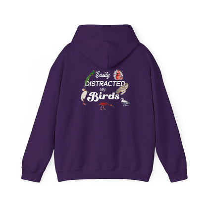 The Nerdy Birder - Easily Distracted by Birds Back Design Unisex Hoodie - Cozy Sweatshirt for Nature Lovers