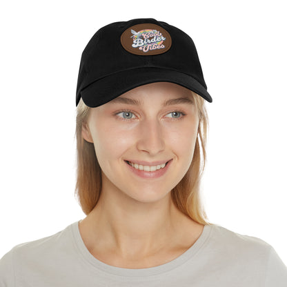The Nerdy Birder - "Cool Birder Vibes" Dad Hat, Leather Patch Cap, Perfect Gift for Dads, Nature Lovers, Casual Style Cap, Summer Accessories