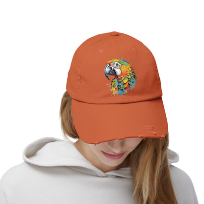 The Nerdy Birder Colorful Parrot Vintage Style Hat - Unisex Distressed Cap