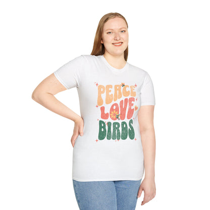 Peace Love Birds Unisex Softstyle T-Shirt - Retro Vibe Tee for Casual Wear