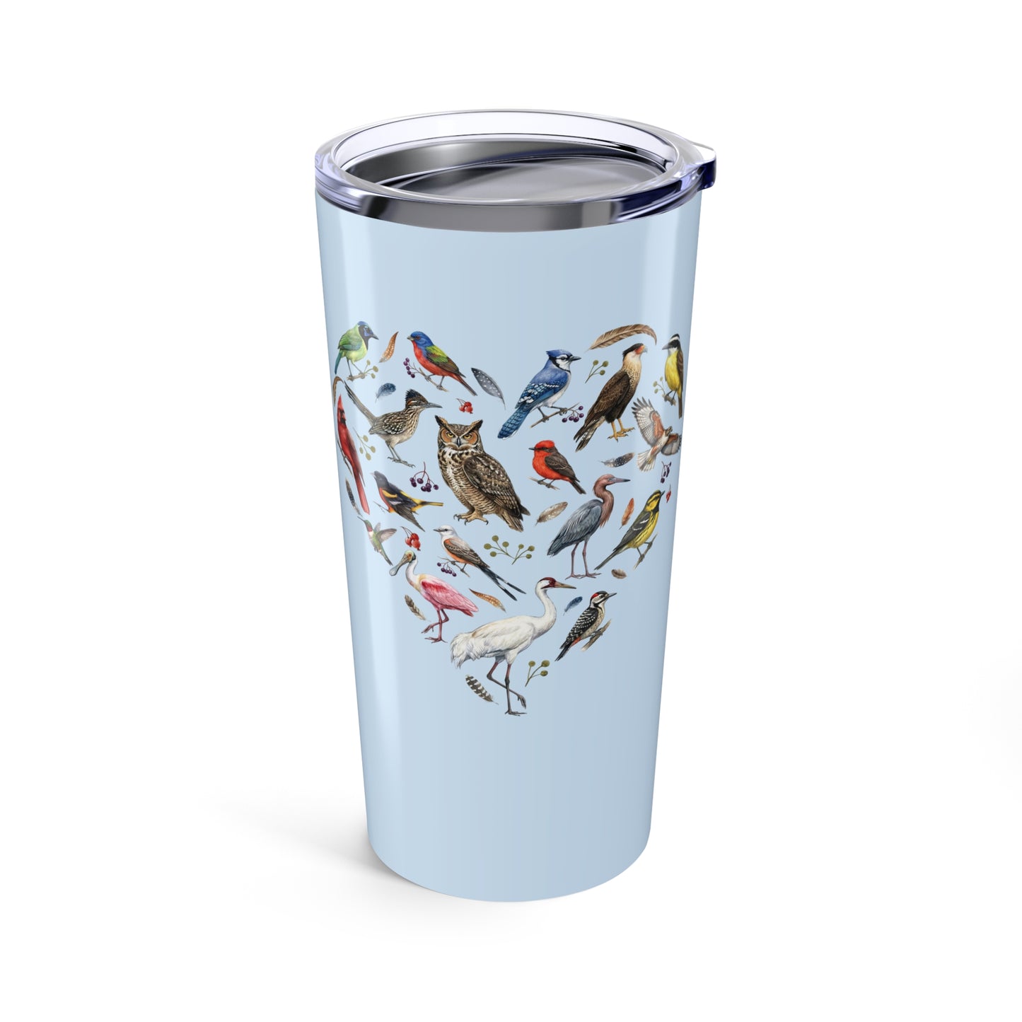 Texas Birds Heart Tumbler — 20oz Wildlife Love Design
