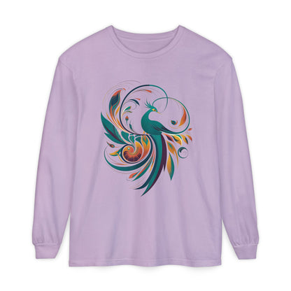 Bohemian Peacock Long Sleeve T-Shirt for Creative Souls