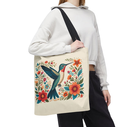 Hummingbird In Bloom Tote Bag - Natural color