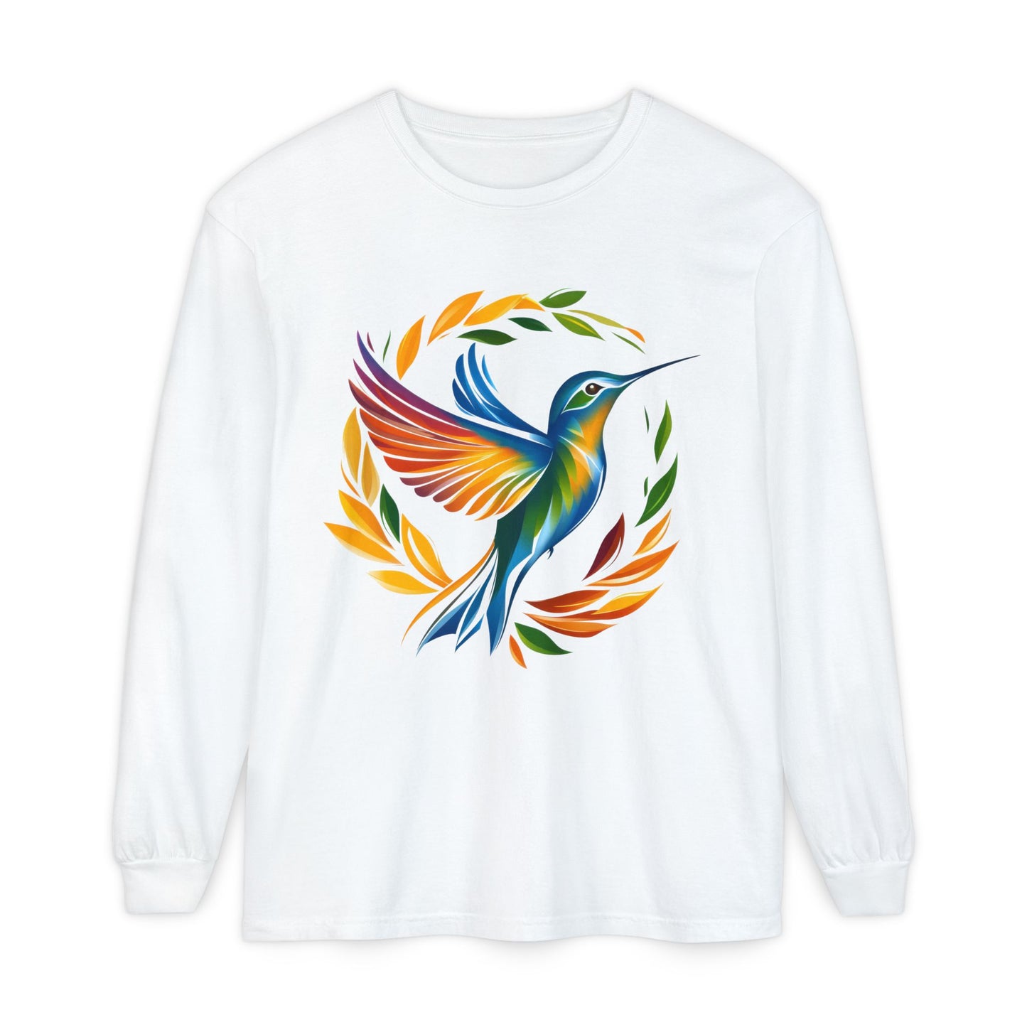 Hummingbird Rainbow Garment-dyed Long Sleeve T-Shirt
