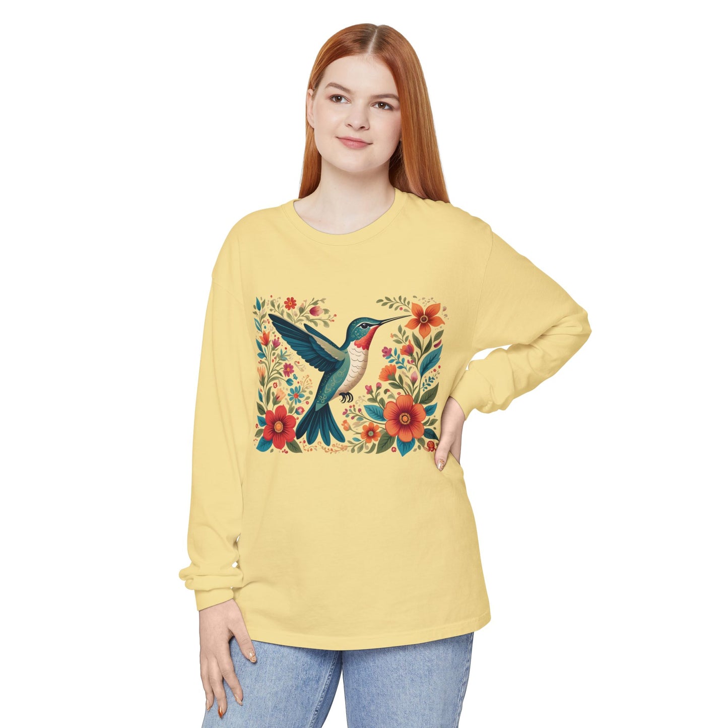 Hummingbird In Bloom Long Sleeve T-Shirt