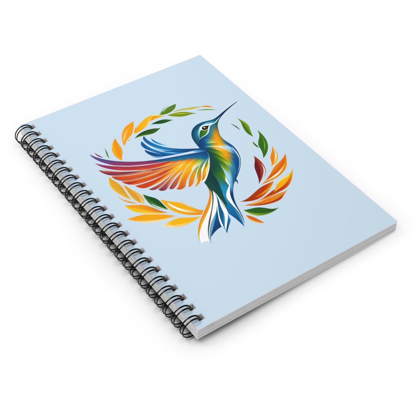Hummingbird Rainbow Spiral Notebook Blue