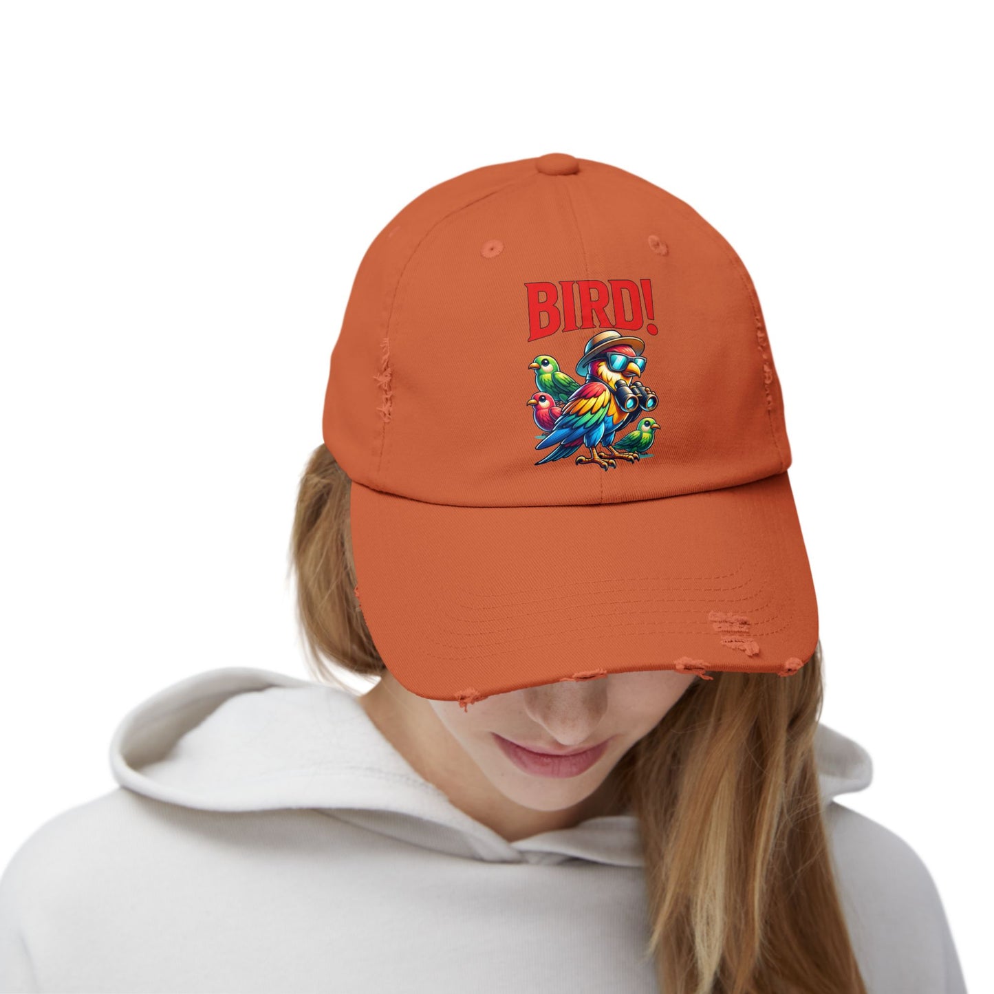 The Nerdy Birder BIRD! Vintage Style Hat - Unisex Distressed Cap