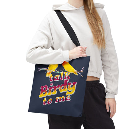 The Nerdy Birder Cute "Talk Birdy To Me" Tote Bag