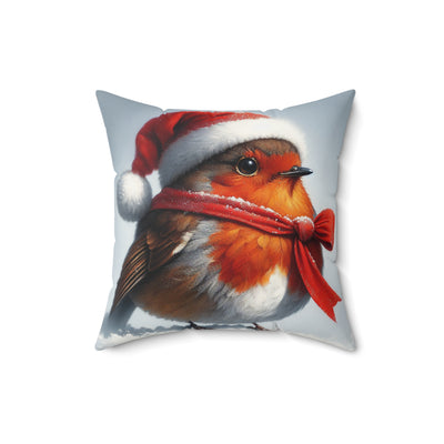 Festive Christmas Robin Pillow - Cozy Holiday Décor