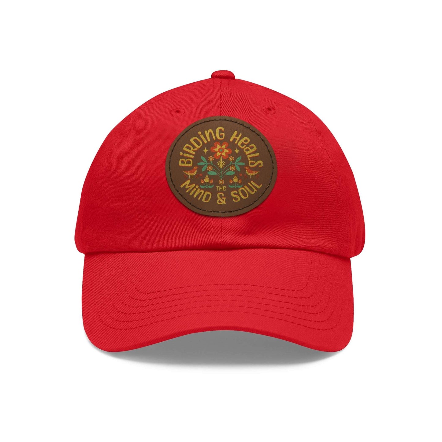 The Nerdy Birder - "Birding Heals the Mind and Soul" Dad Hat, Leather Patch Cap, Perfect Gift for Dads, Nature Lovers, Casual Style Cap, Summer Accessories