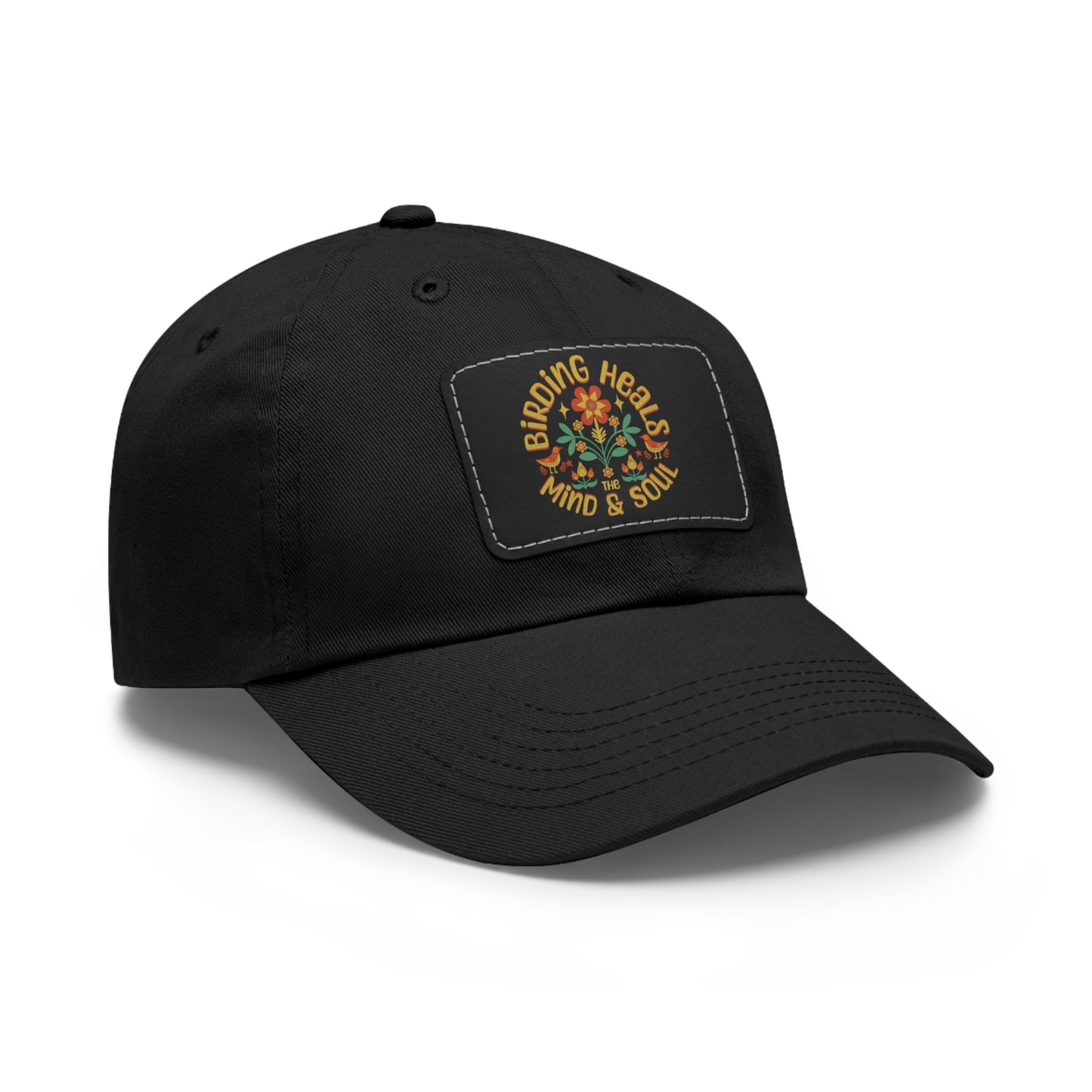 The Nerdy Birder Birding Heals with Leather Patch for Inspired by childhood memories of playful glamour, Stylish Outdoor Cap, Gift for Bird Watching Enthusiasts, Casual Fashion Accessory