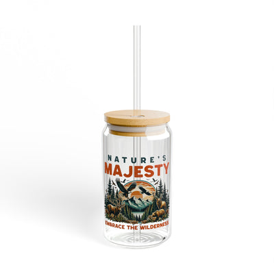 Nature's Majesty 16oz Sipper Glass With Bamboo Lid