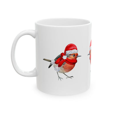 Festive Bird Ceramic Mug - Holiday Coffee Cup (11oz, 15oz)