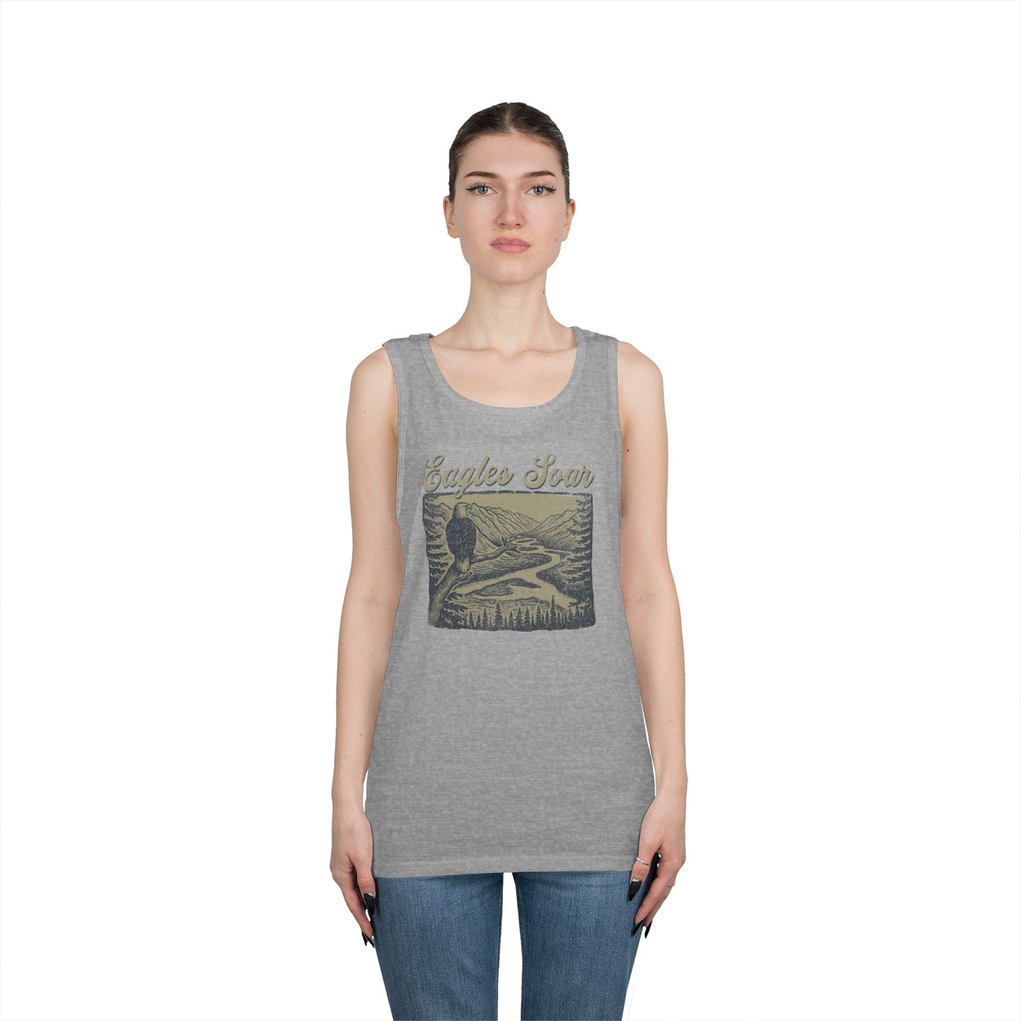 Eagles Soar Unisex Heavy Cotton Tank Top – Outdoor Adventure Wear