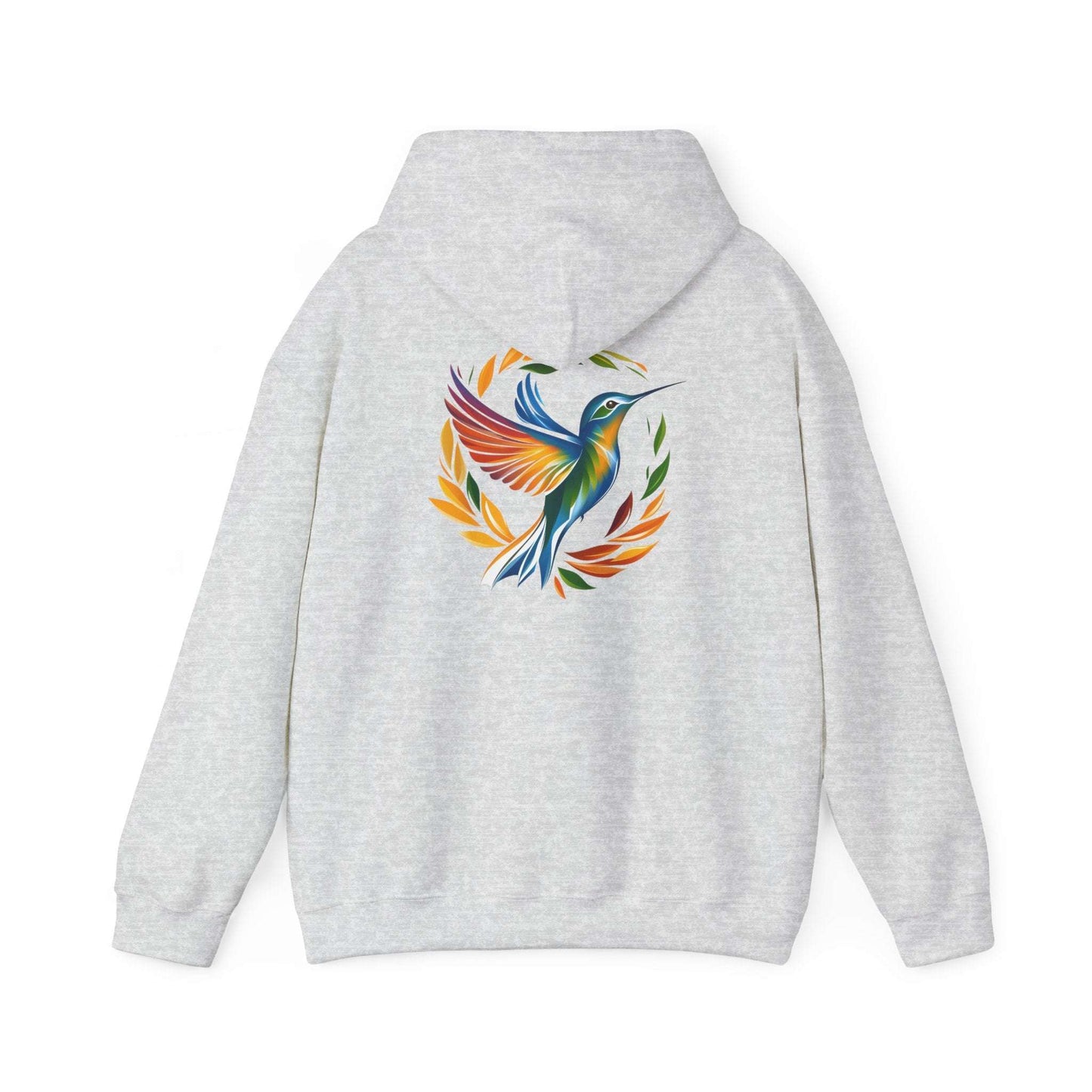 Hummingbird Rainbow Hoodie Back Design - Cozy Sweatshirt for Nature Lovers