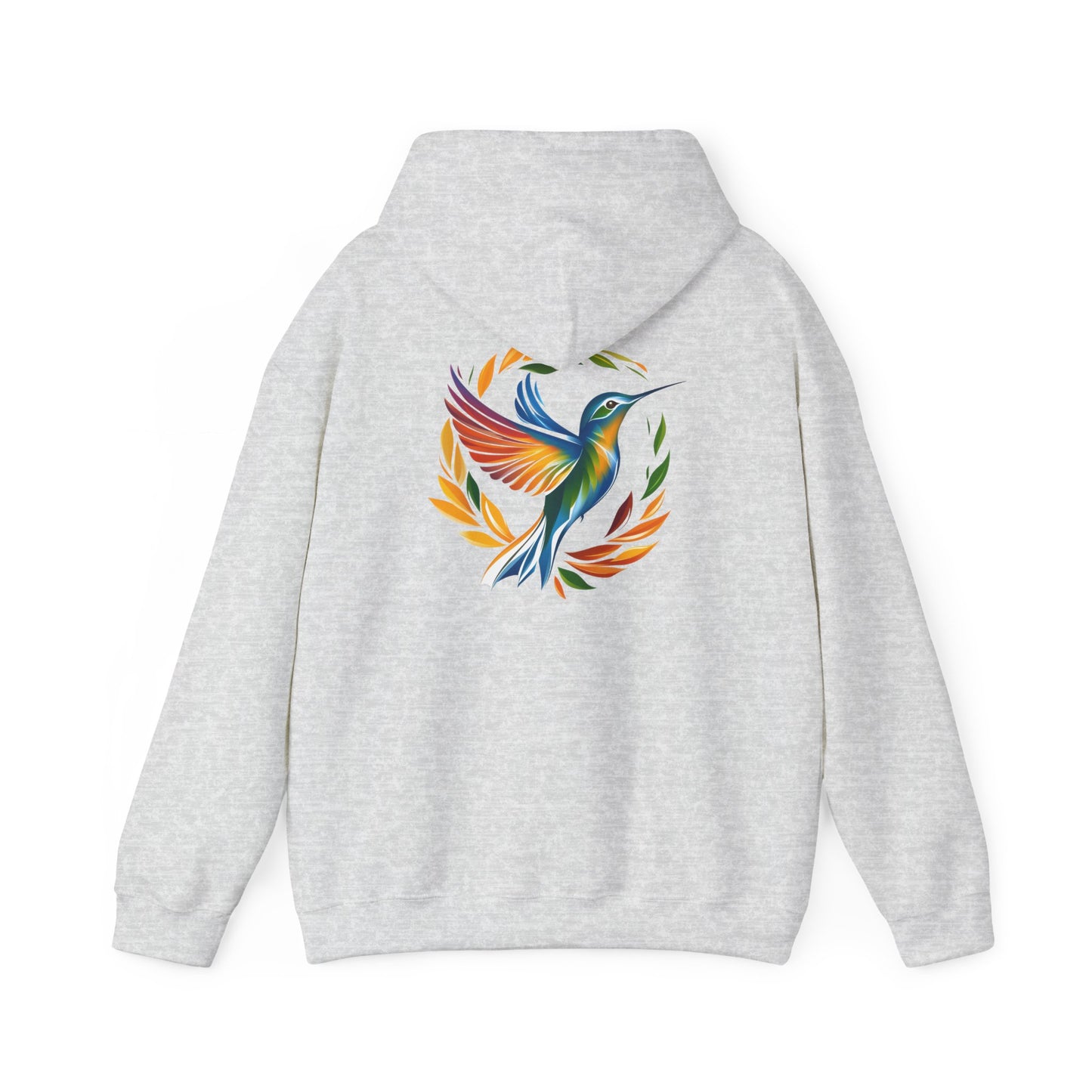 Hummingbird Rainbow Hoodie Back Design - Cozy Sweatshirt for Nature Lovers