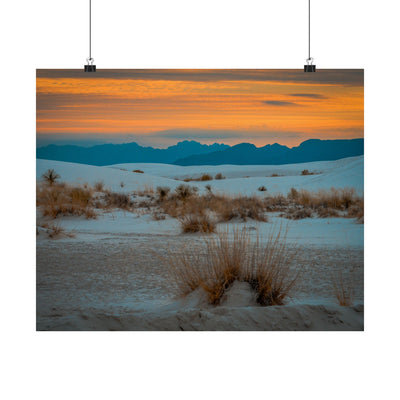 Desert Sunset Matte Poster | White Sands Tranquil Wall Art for Nature Lovers