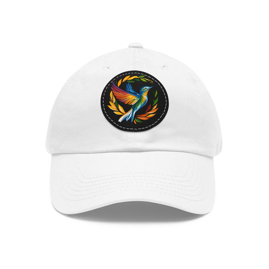 Hummingbird Rainbow Hat Leather Patch Cap