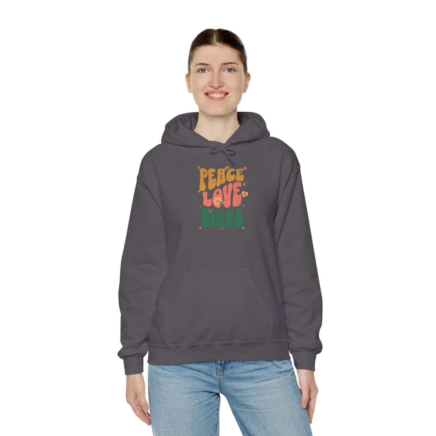 Peace Love Birds Hoodie - Cozy Unisex Sweatshirt for Nature Lover