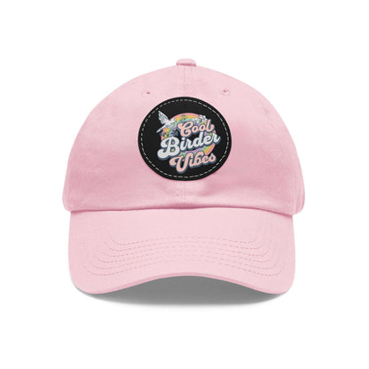 The Nerdy Birder - "Cool Birder Vibes" Dad Hat, Leather Patch Cap, Perfect Gift for Dads, Nature Lovers, Casual Style Cap, Summer Accessories