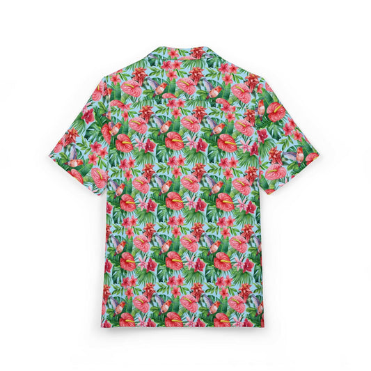 The Nerdy Birder - Tropical Hummingbird Button-Down Shirt, Summer Shirt, Hawaiian Shirt, Beachwear, Vacation Essentials, Casual Outfit