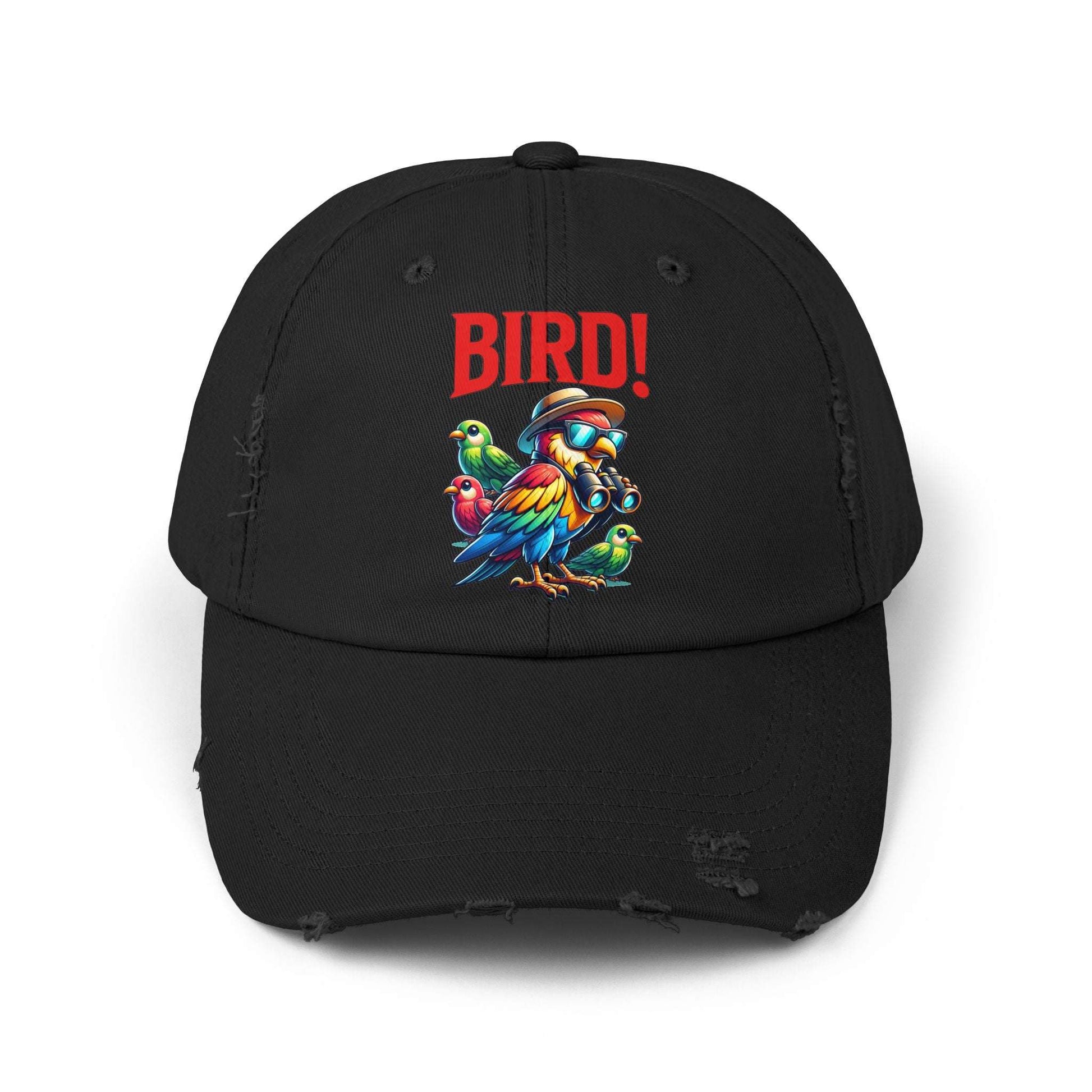 The Nerdy Birder BIRD! Vintage Style Hat - Unisex Distressed Cap