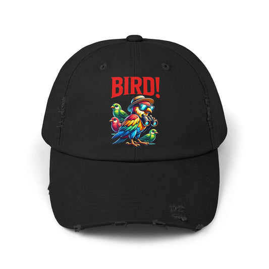 The Nerdy Birder BIRD! Vintage Style Hat - Unisex Distressed Cap