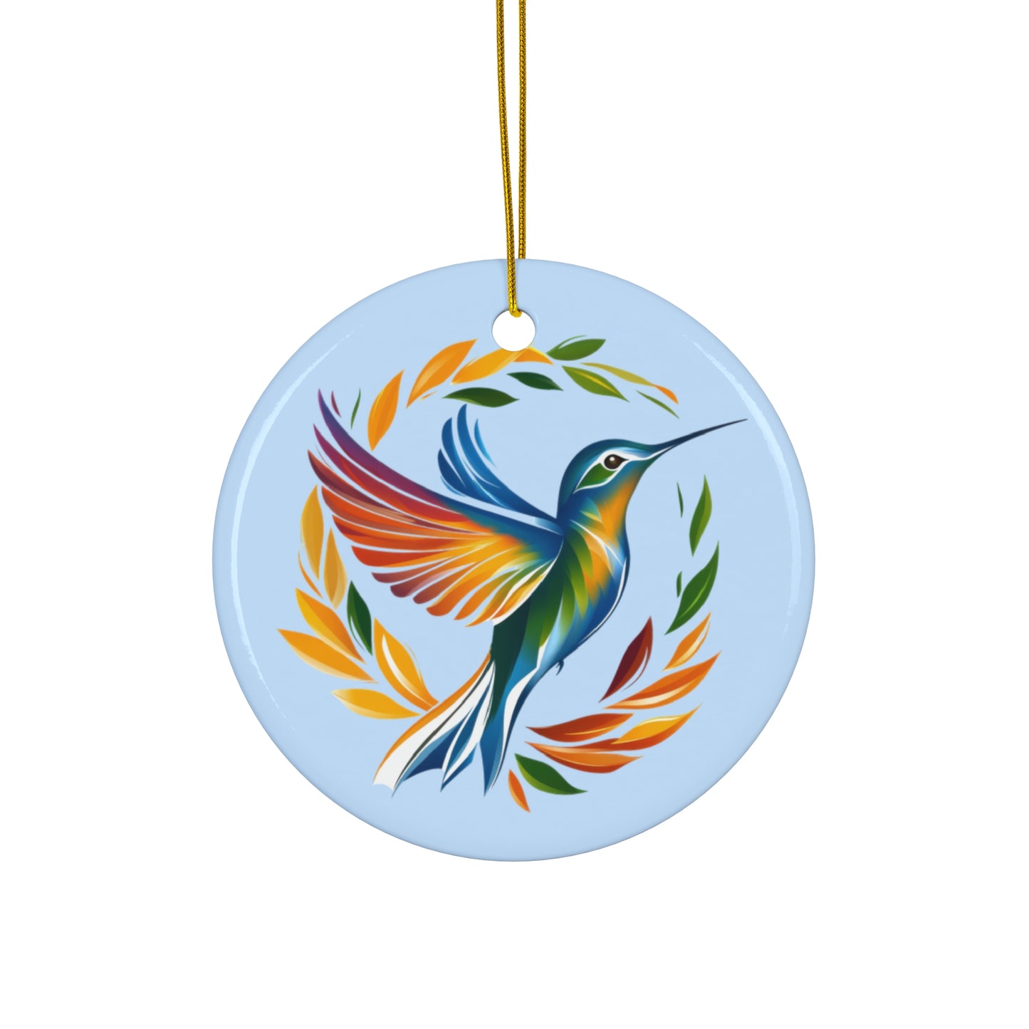 Hummingbird Rainbow Ceramic Ornament —  2 Shape Options