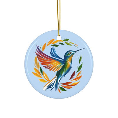 Hummingbird Rainbow Ceramic Ornament —  2 Shape Options