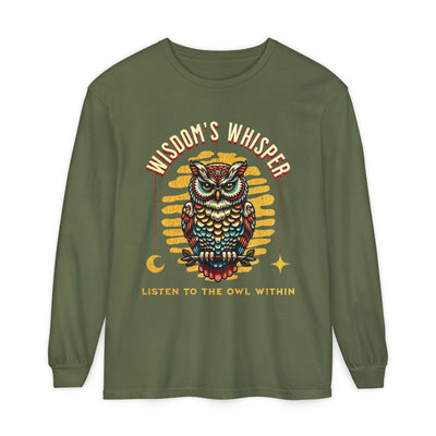 Wisdom's Whisper Owl Long Sleeve T-Shirt for Unisex - Listen to the Owl Within, Perfect Gift for Nature Lovers