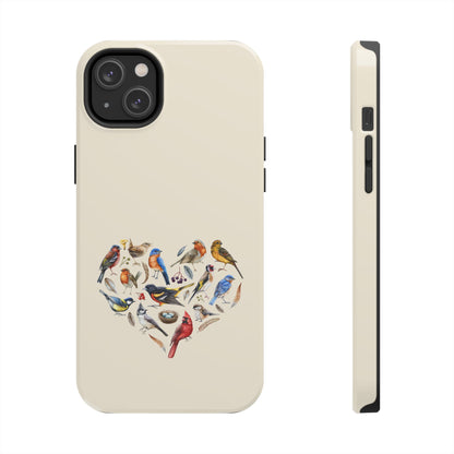 Bird Heart Tough Phone Cases - Cute Wildlife Design, Gift for Nature Enthusiasts, Durable Cases for Birdwatching