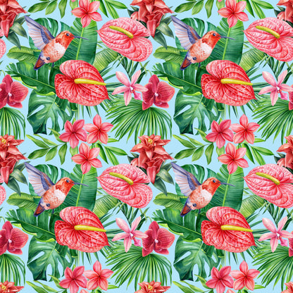 The Nerdy Birder - Tropical Hummingbird Button-Down Shirt, Summer Shirt, Hawaiian Shirt, Beachwear, Vacation Essentials, Casual Outfit