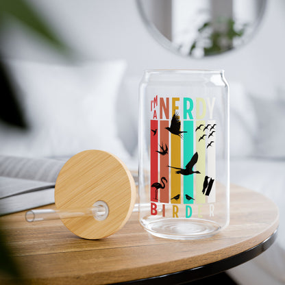 The Nerdy Birder I'm A Nerdy Birder 16oz Sipper Glass With Bamboo Lid