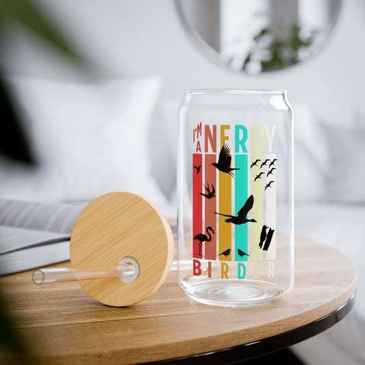The Nerdy Birder I'm A Nerdy Birder 16oz Sipper Glass With Bamboo Lid