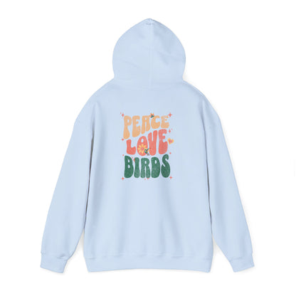 Peace Love Birds Unisex Hoodie Back Design - Cozy Sweatshirt for Nature Lovers