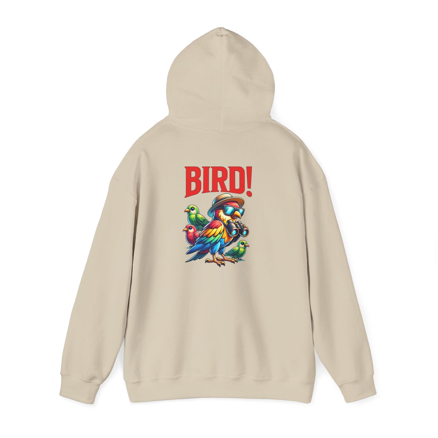 The Nerdy Birder - "Bird!" Back Design Unisex Hoodie - Cozy Sweatshirt for Nature Lovers