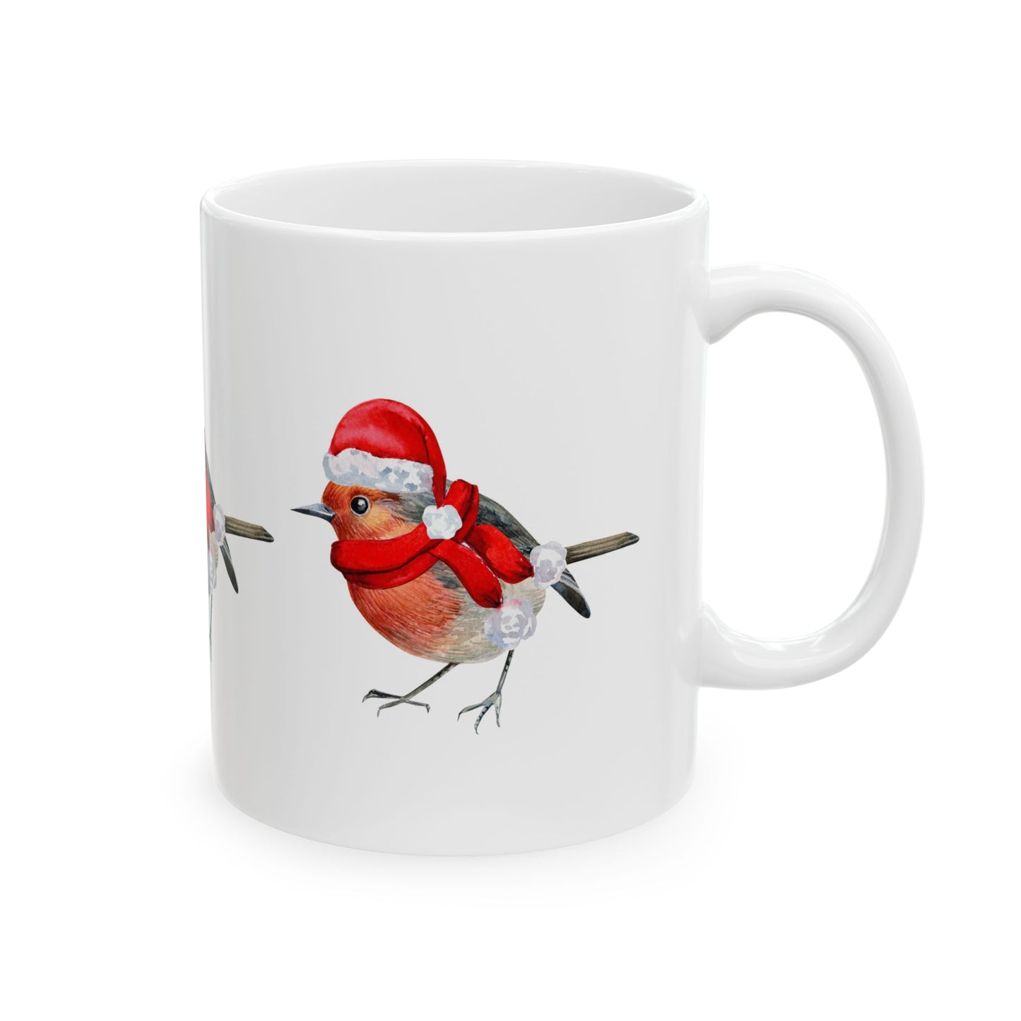 Festive Bird Ceramic Mug - Holiday Coffee Cup (11oz, 15oz)
