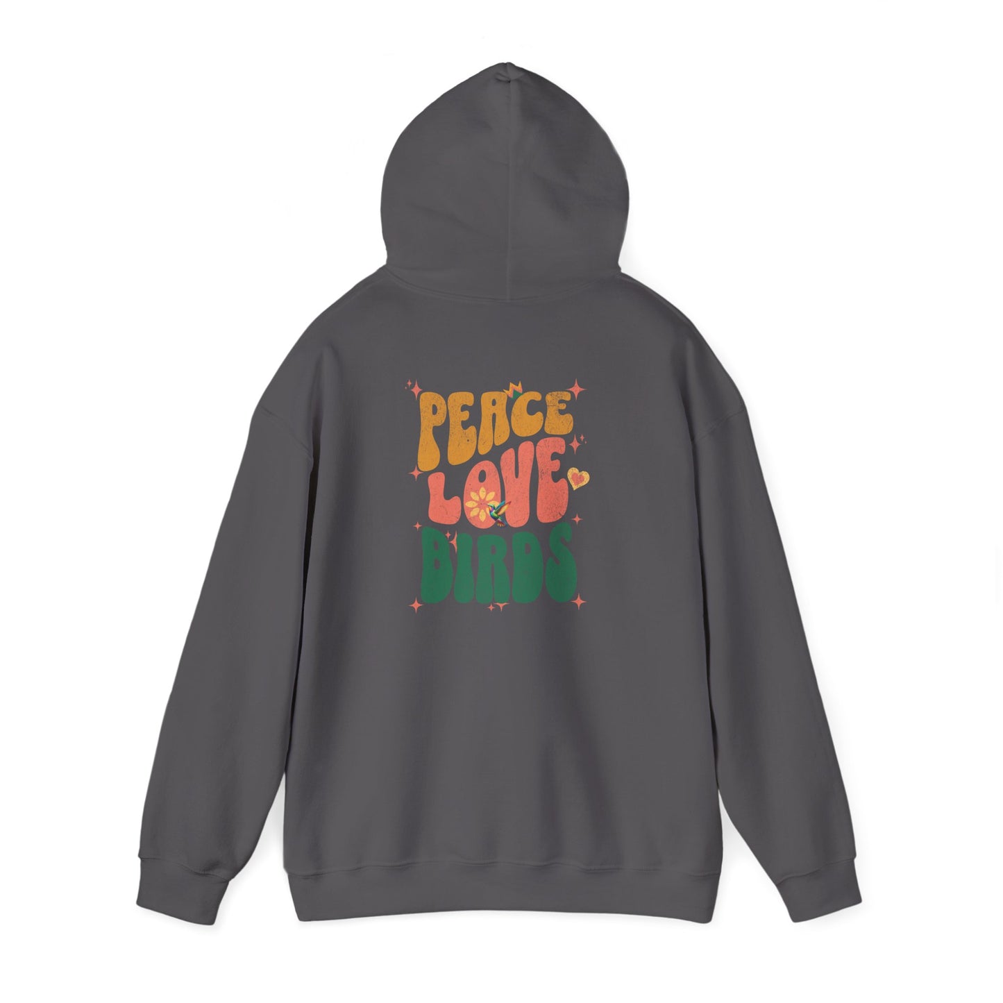 Peace Love Birds Unisex Hoodie Back Design - Cozy Sweatshirt for Nature Lovers