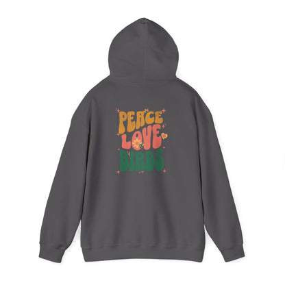 Peace Love Birds Unisex Hoodie Back Design - Cozy Sweatshirt for Nature Lovers