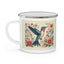 Hummingbird In Bloom Enamel Camping Mug - Nature Lover Gift, Outdoor Adventure Drinkware