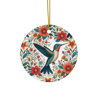 Hummingbird Blooms Ceramic Ornament —4 Shapes