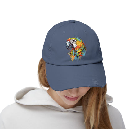 The Nerdy Birder Colorful Parrot Vintage Style Hat - Unisex Distressed Cap