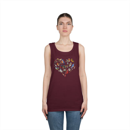 I'm A Nerdy Birder Bird Heart Tank Top, Gift for Bird Lovers, Unisex Summer Wear, Nature Lover's Apparel, Fun Casual Tank