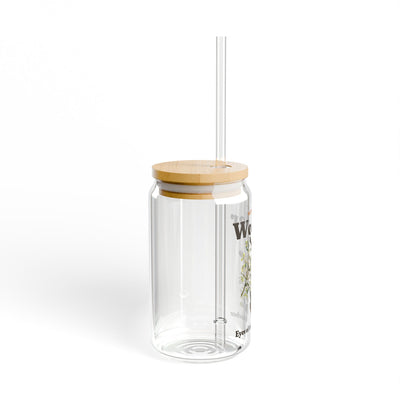 The Nerdy Birder Wings of Wonder 16oz Sipper Glass With Bamboo Lid