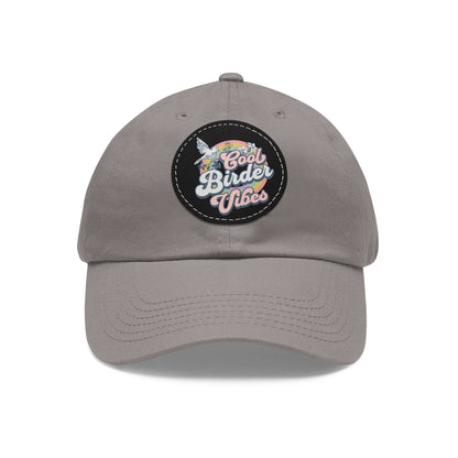 The Nerdy Birder - "Cool Birder Vibes" Dad Hat, Leather Patch Cap, Perfect Gift for Dads, Nature Lovers, Casual Style Cap, Summer Accessories